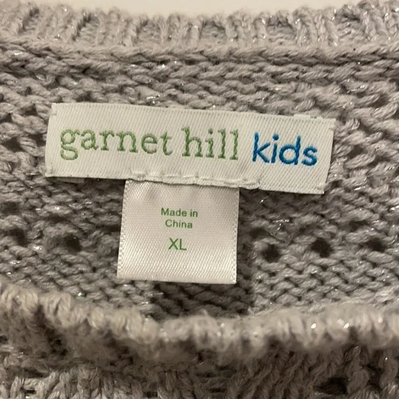 Garnet Hill Kids Metallic Fringe Pointelle Poncho - Picture 3 of 8